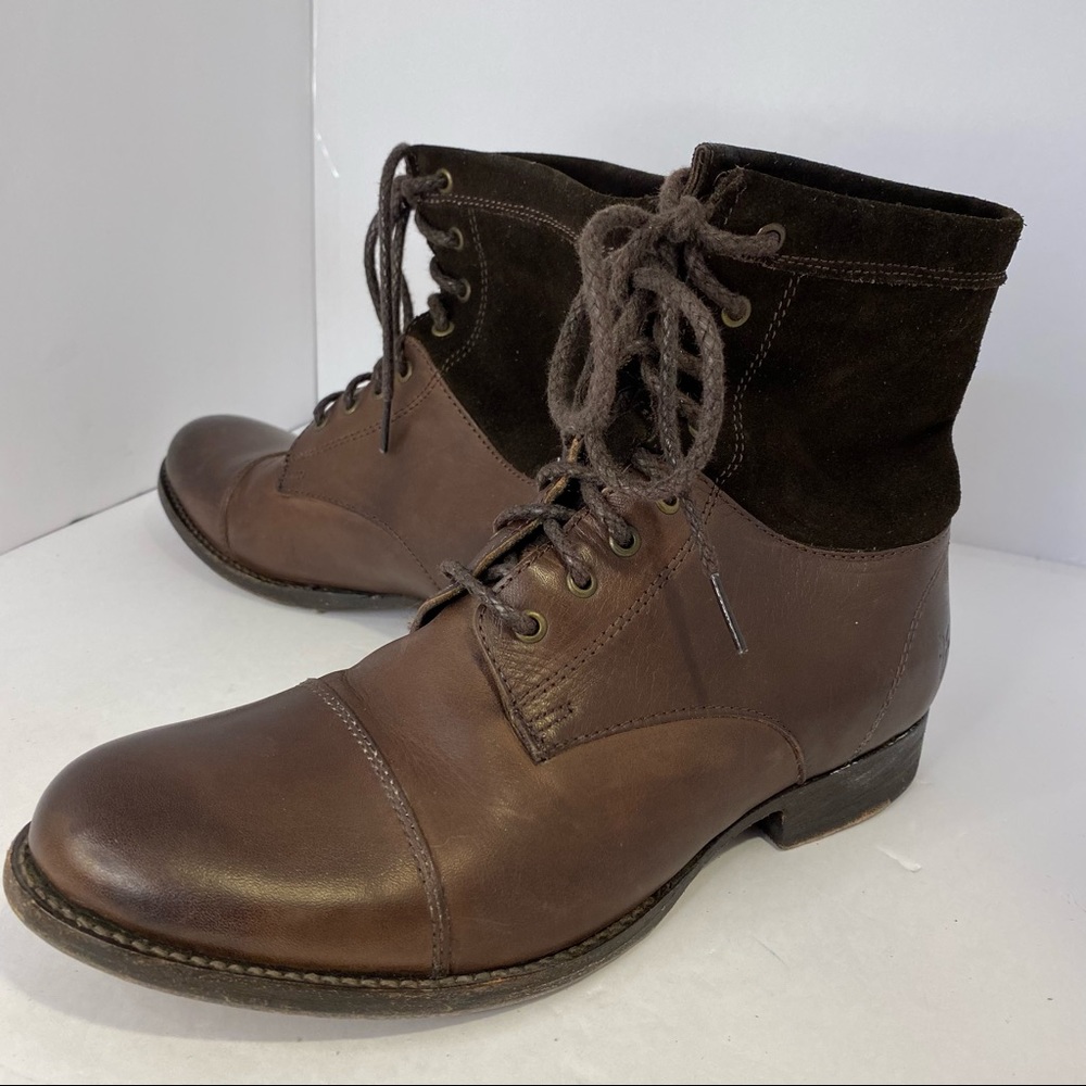Womens Frye brown leather and suede lace up boots size 7